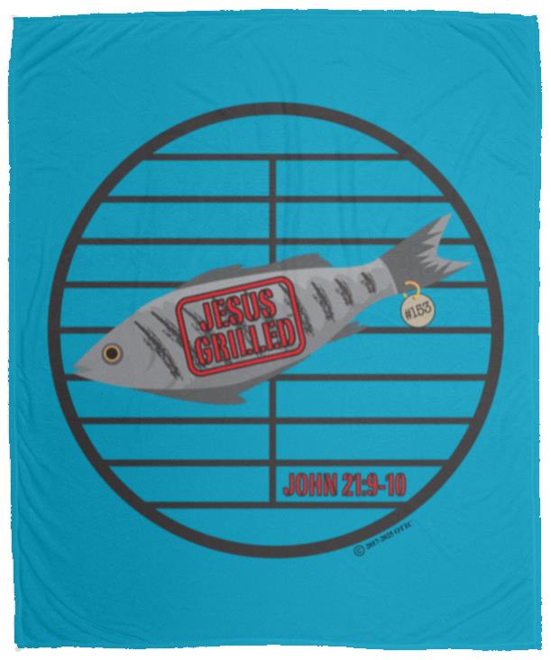 153 Fish - Cozy Plush Fleece Blanket - 50x60 - Jesus Surfed Apparel Co.