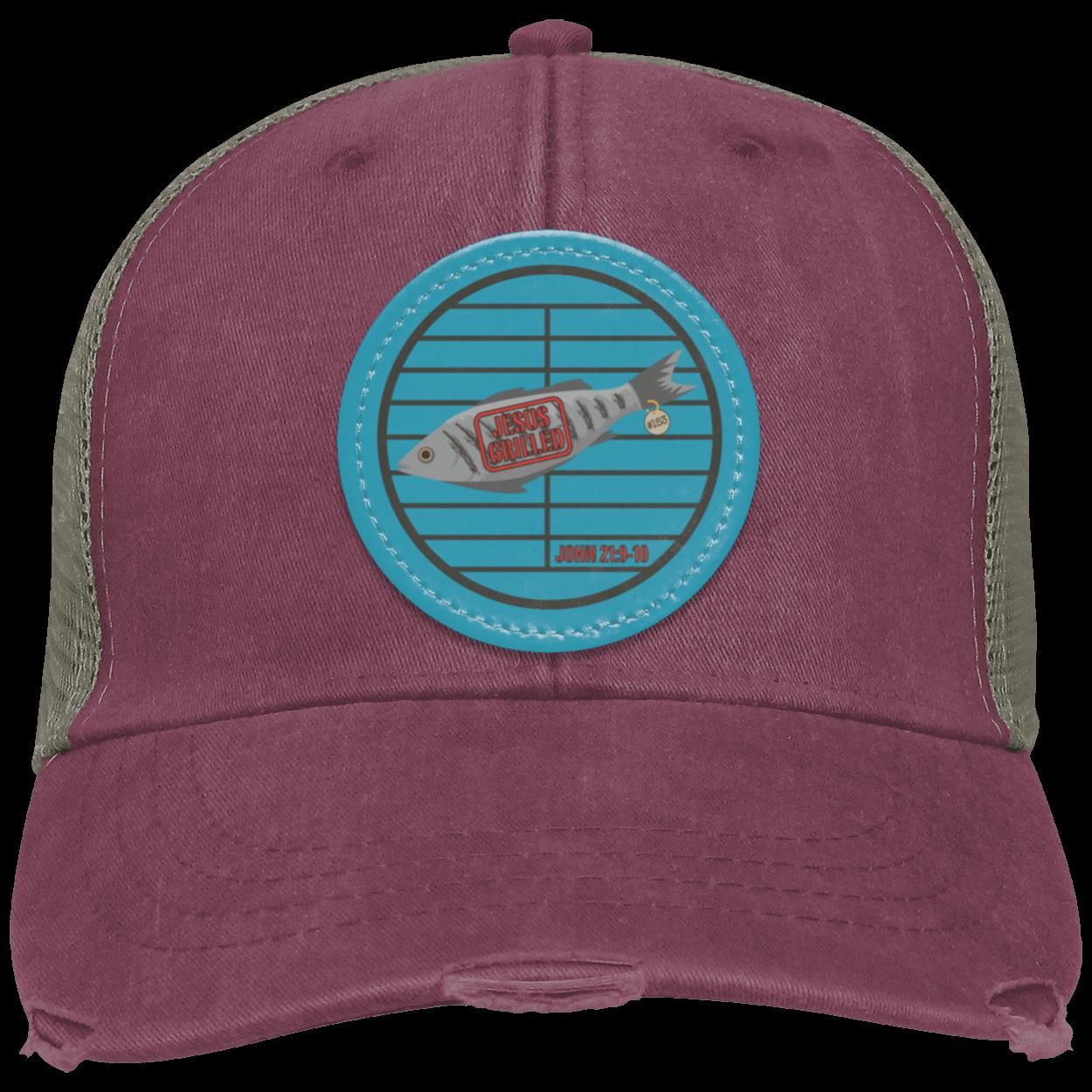 153 Fish - Distressed Ollie Cap - Circle Patch - Jesus Surfed Apparel Co.
