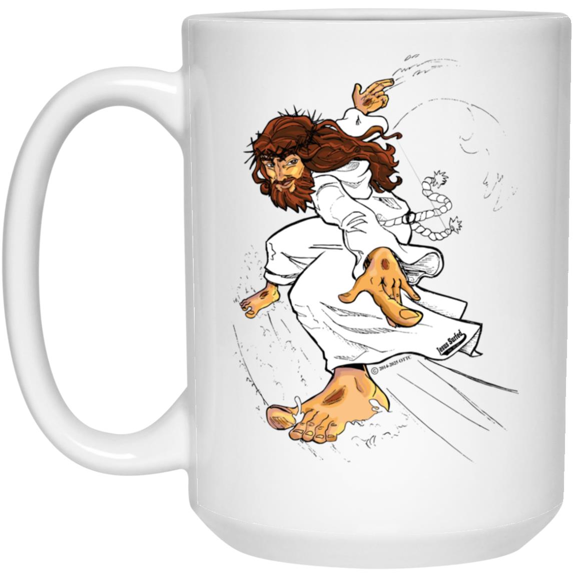 Big Jesus - 15oz White Mug - Jesus Surfed Apparel Co.