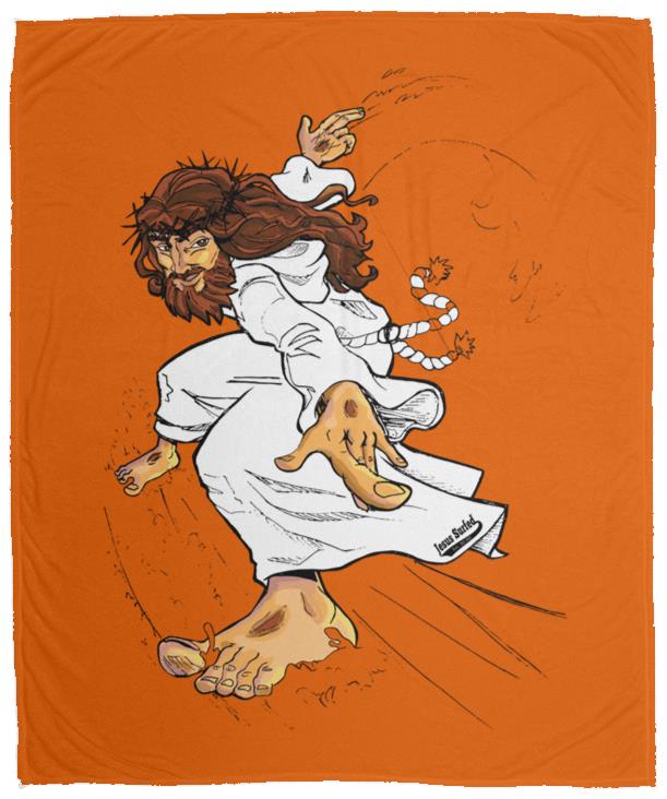 Big Jesus - Cozy Plush Fleece Blanket - 50x60 - Jesus Surfed Apparel Co.