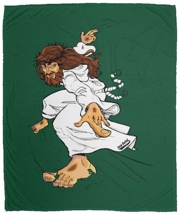 Big Jesus - Cozy Plush Fleece Blanket - 50x60 - Jesus Surfed Apparel Co.
