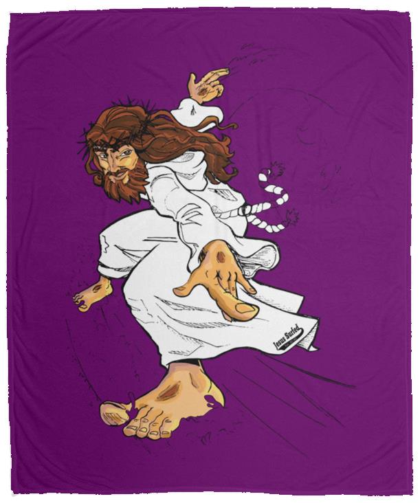 Big Jesus - Cozy Plush Fleece Blanket - 50x60 - Jesus Surfed Apparel Co.