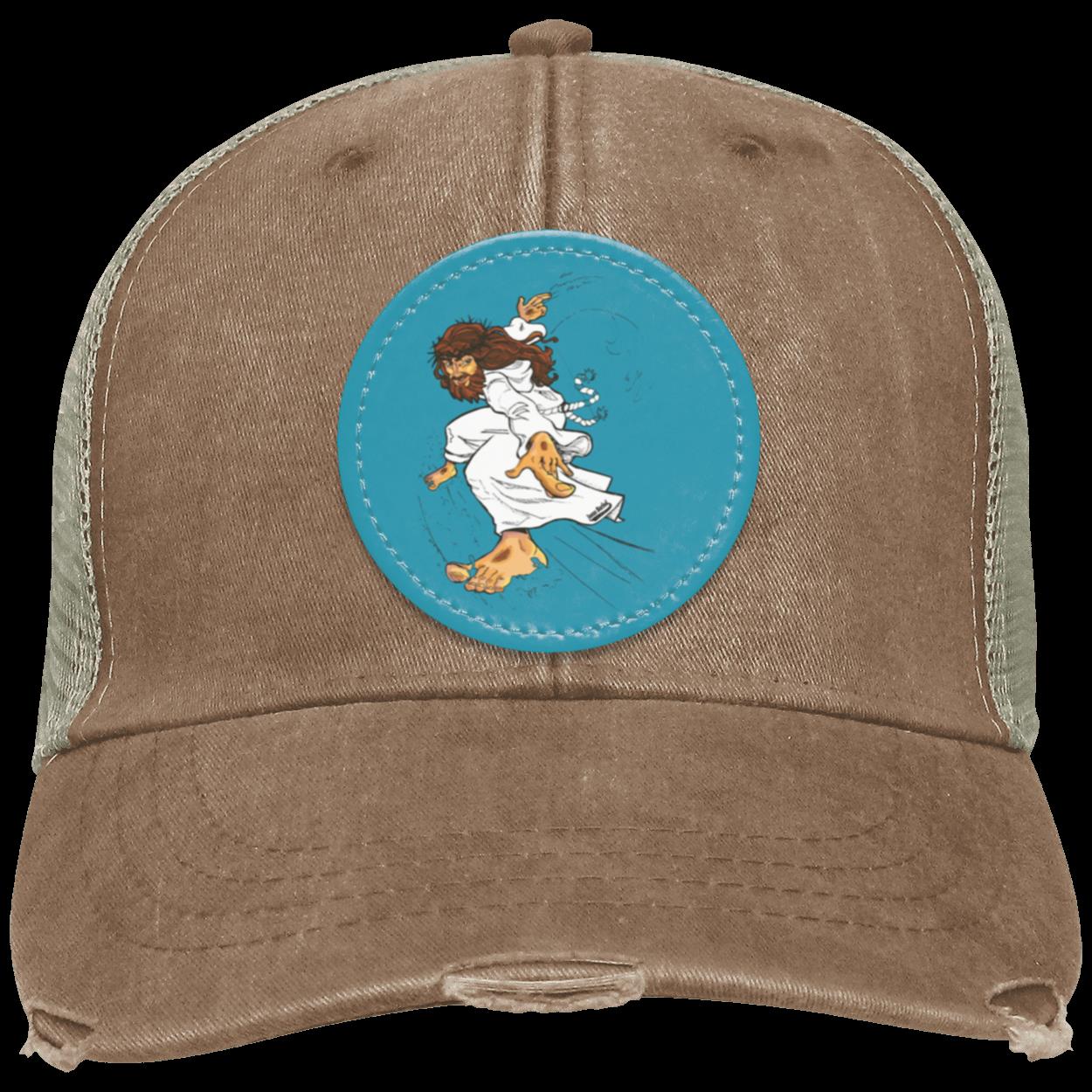 Big Jesus - Distressed Ollie Cap - Circle Patch - Jesus Surfed Apparel Co.