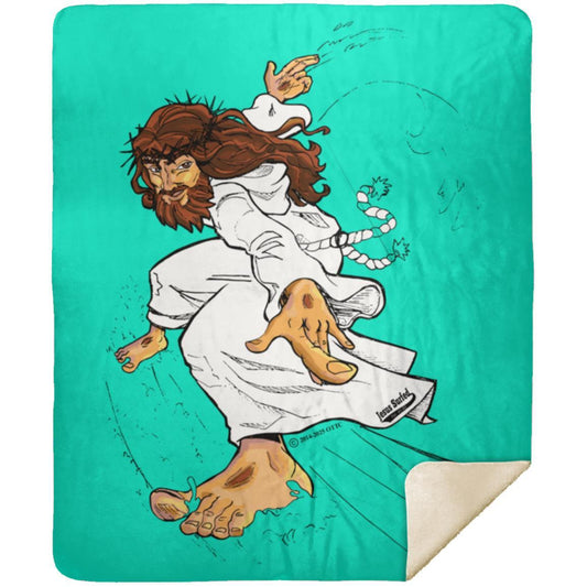 Big Jesus - Premium Mink Sherpa Blanket 50x60 - Jesus Surfed Apparel Co.