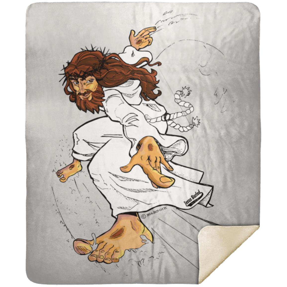 Big Jesus - Premium Mink Sherpa Blanket 50x60 - Jesus Surfed Apparel Co.
