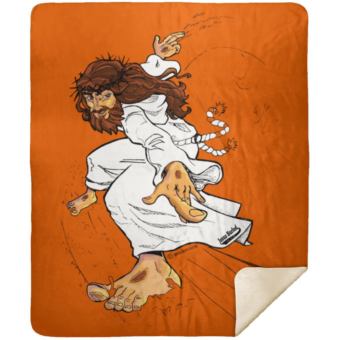 Big Jesus - Premium Mink Sherpa Blanket 50x60 - Jesus Surfed Apparel Co.