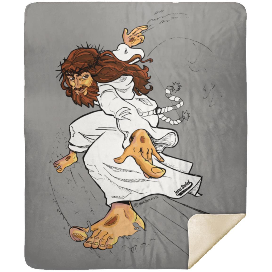 Big Jesus - Premium Mink Sherpa Blanket 50x60 - Jesus Surfed Apparel Co.