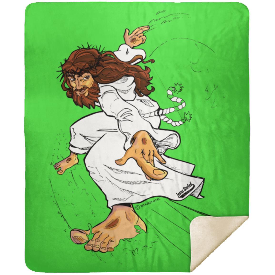 Big Jesus - Premium Mink Sherpa Blanket 50x60 - Jesus Surfed Apparel Co.