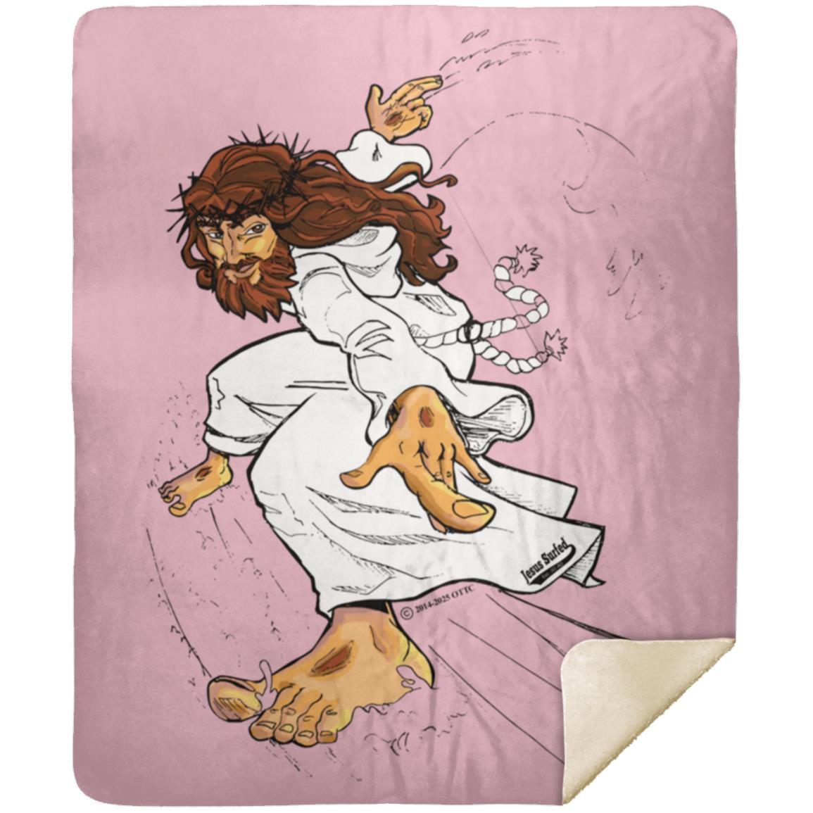 Big Jesus - Premium Mink Sherpa Blanket 50x60 - Jesus Surfed Apparel Co.