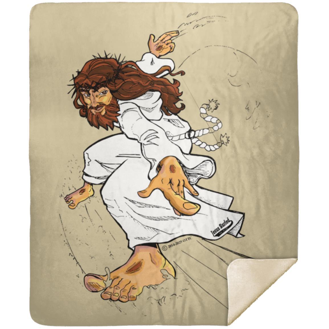 Big Jesus - Premium Mink Sherpa Blanket 50x60 - Jesus Surfed Apparel Co.