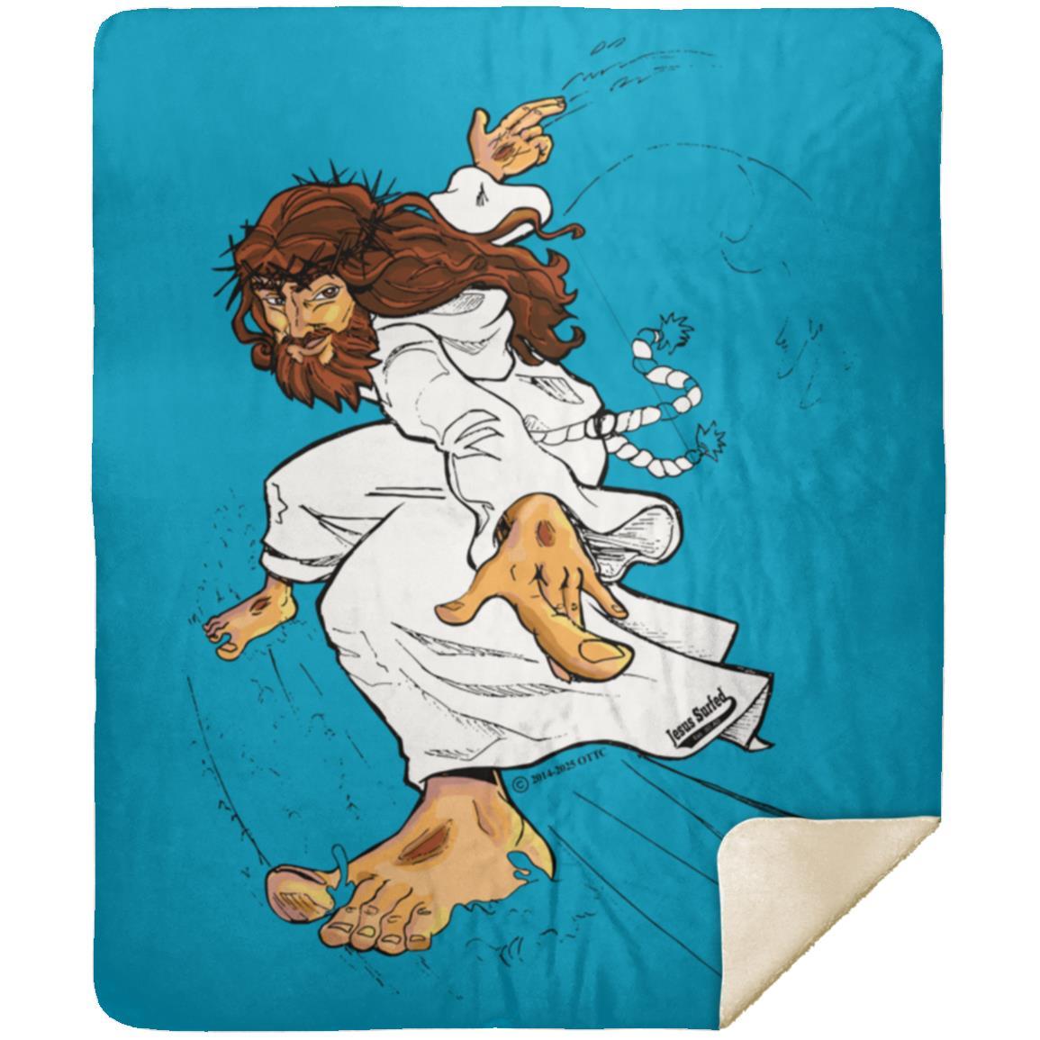 Big Jesus - Premium Mink Sherpa Blanket 50x60 - Jesus Surfed Apparel Co.
