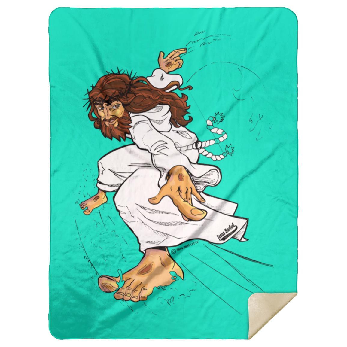 Big Jesus - Premium Mink Sherpa Blanket 60x80 - Jesus Surfed Apparel Co.