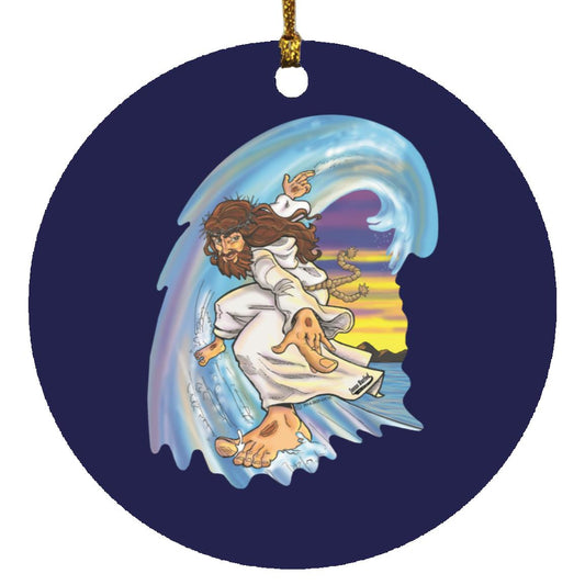 Big Jesus Wave - Circle Ornament - Jesus Surfed Apparel Co.