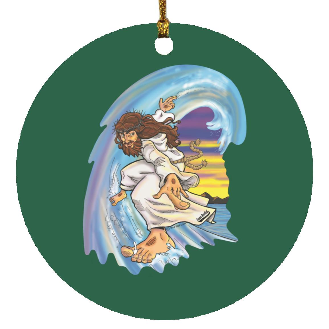 Big Jesus Wave - Circle Ornament - Jesus Surfed Apparel Co.