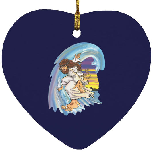Big Jesus Wave - Heart Ornament - Jesus Surfed Apparel Co.