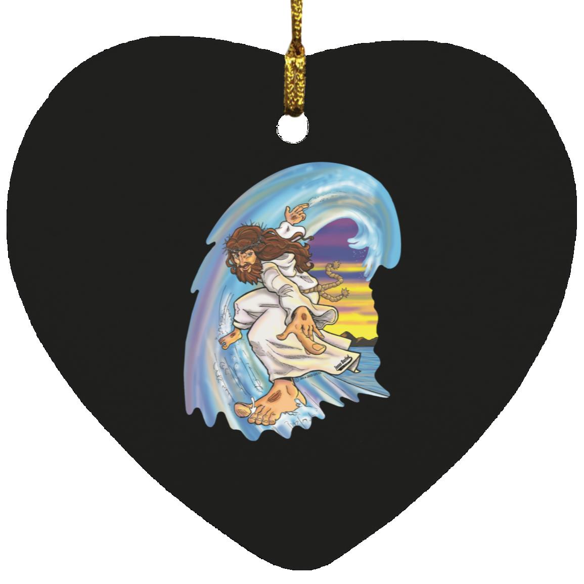 Big Jesus Wave - Heart Ornament - Jesus Surfed Apparel Co.