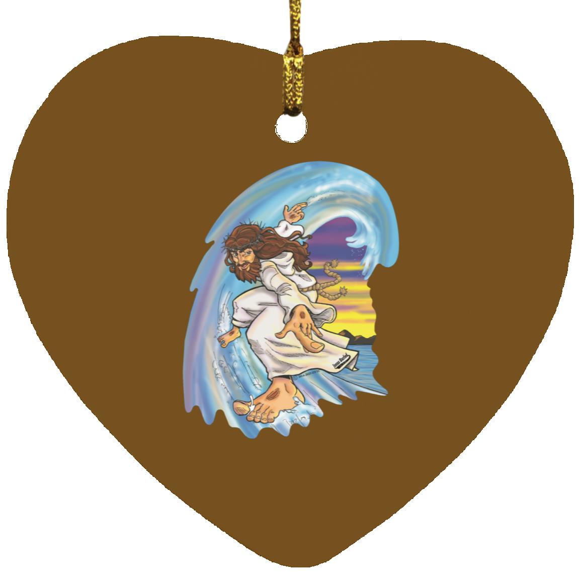Big Jesus Wave - Heart Ornament - Jesus Surfed Apparel Co.