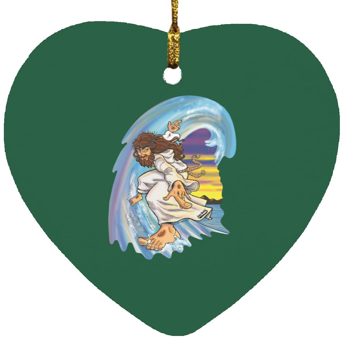 Big Jesus Wave - Heart Ornament - Jesus Surfed Apparel Co.