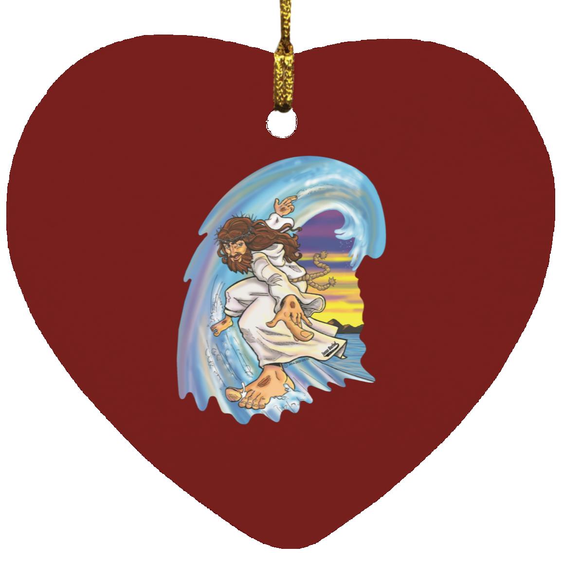 Big Jesus Wave - Heart Ornament - Jesus Surfed Apparel Co.