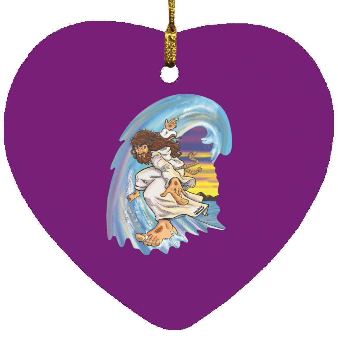 Big Jesus Wave - Heart Ornament - Jesus Surfed Apparel Co.