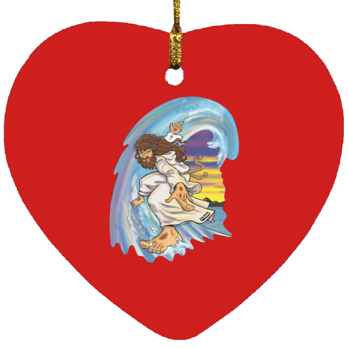 Big Jesus Wave - Heart Ornament - Jesus Surfed Apparel Co.