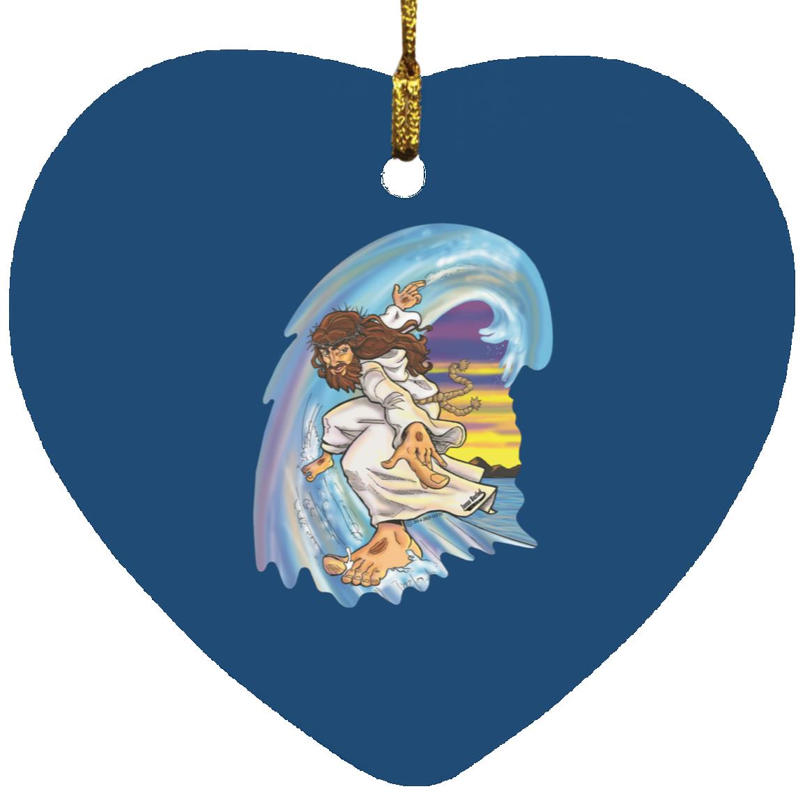 Big Jesus Wave - Heart Ornament - Jesus Surfed Apparel Co.