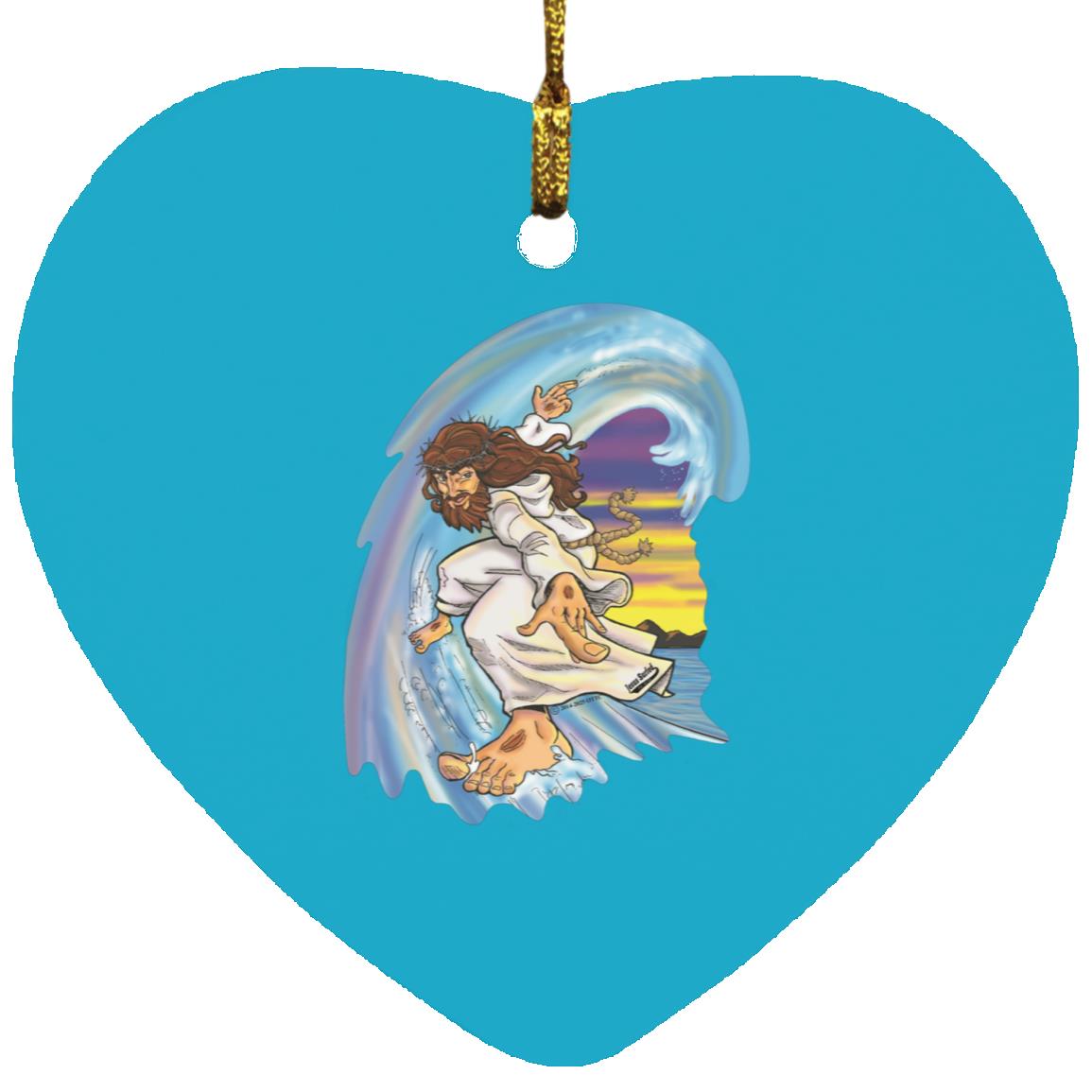 Big Jesus Wave - Heart Ornament - Jesus Surfed Apparel Co.