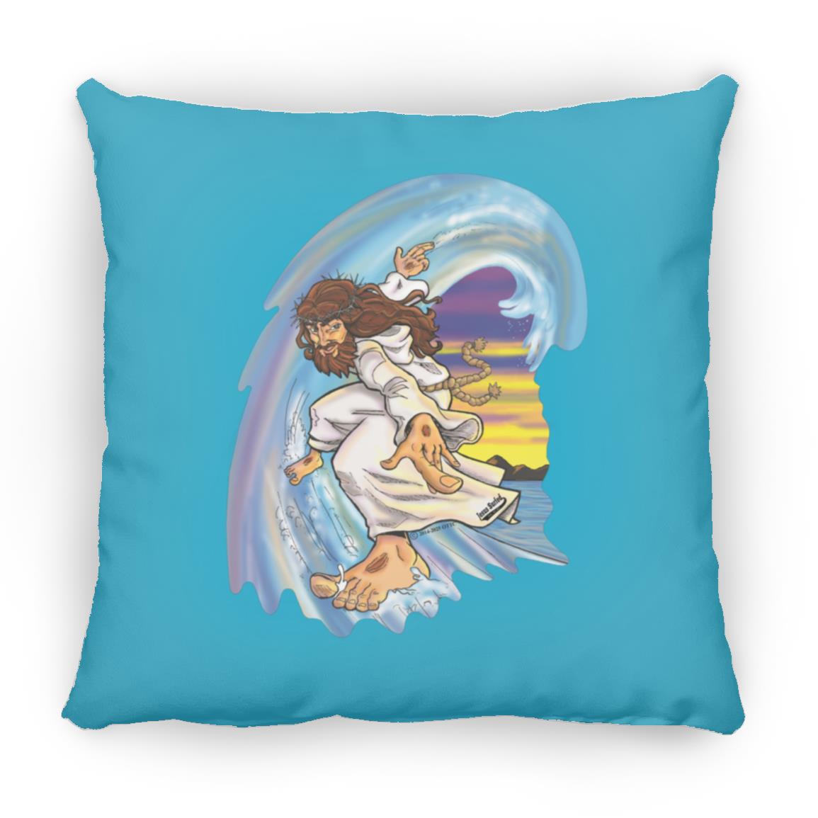 Big Jesus Wave - Large Square Pillow - Jesus Surfed Apparel Co.