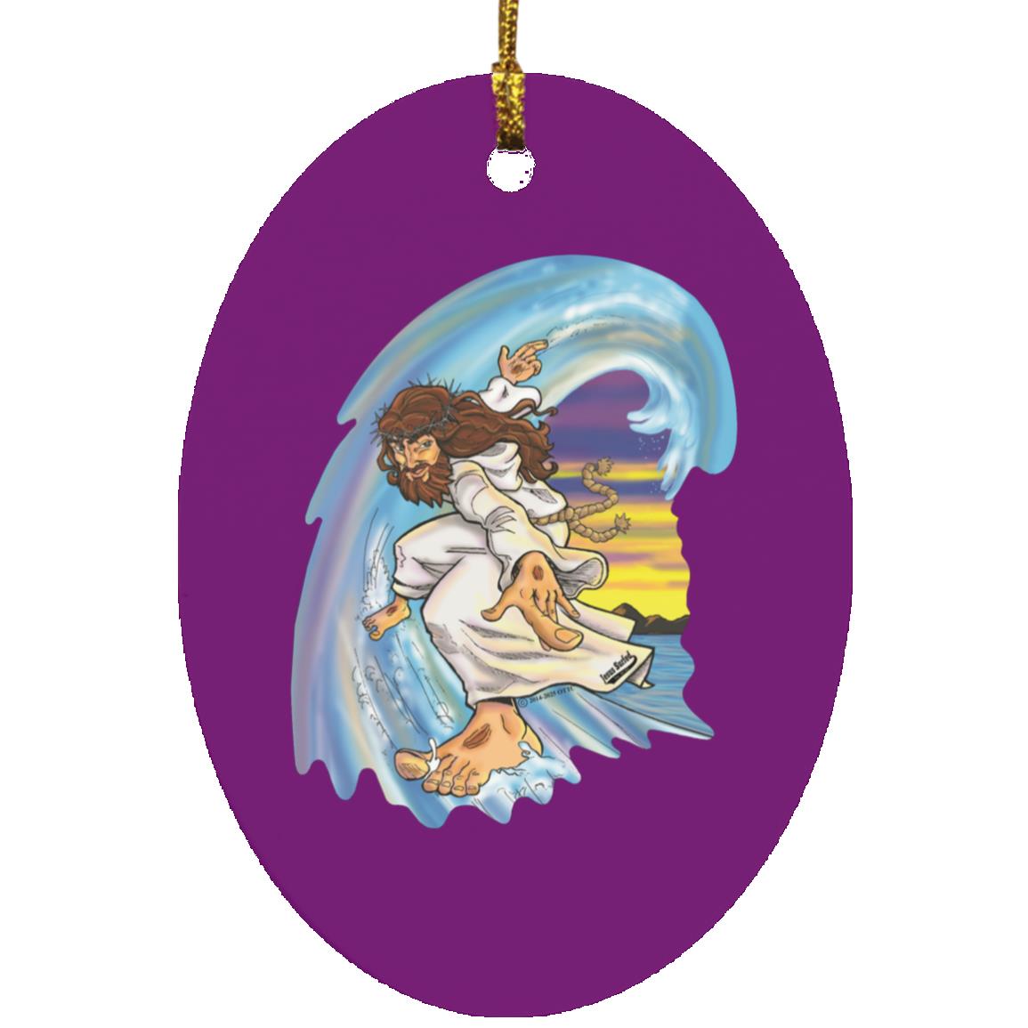 Big Jesus Wave - Oval Ornament - Jesus Surfed Apparel Co.