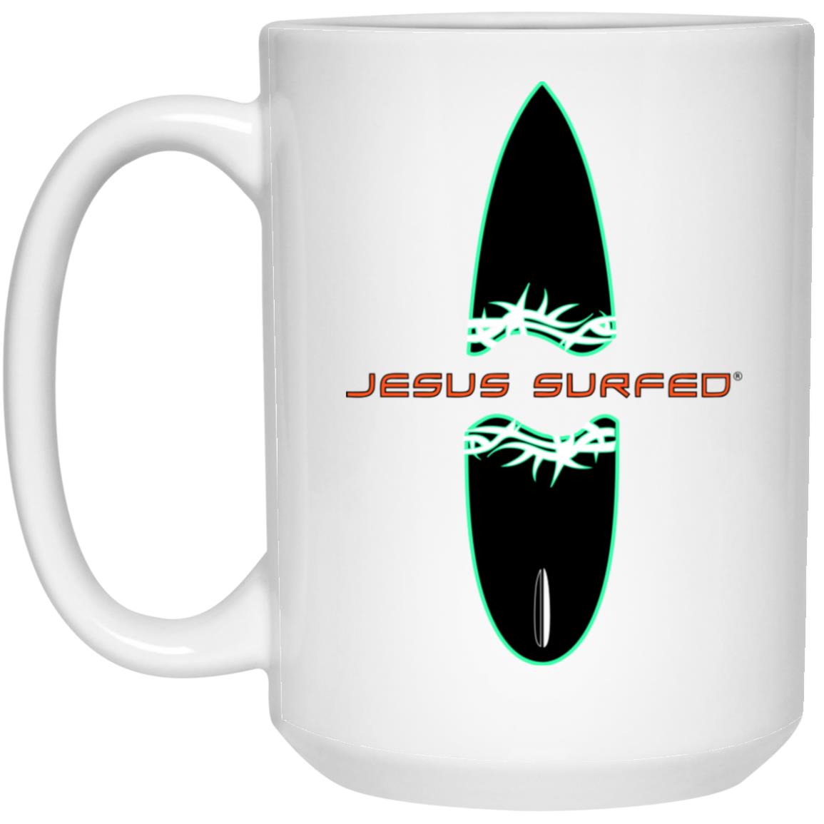 Broken Board - 15oz White Mug - Jesus Surfed Apparel Co.