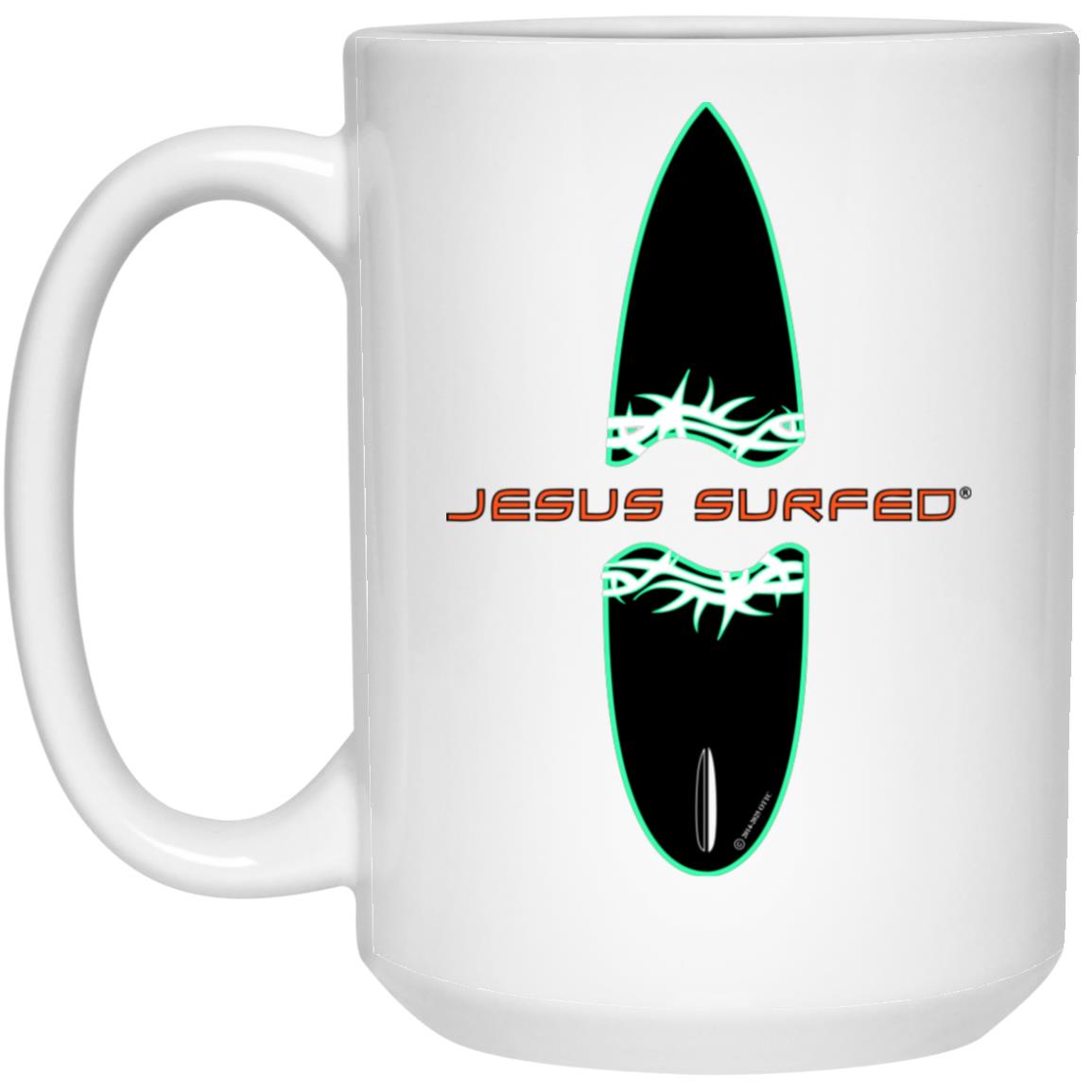 Broken Board - 15oz White Mug - Jesus Surfed Apparel Co.