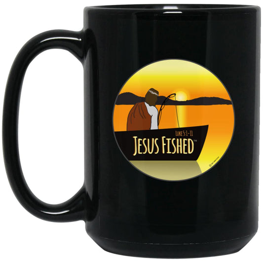 Cast the Line - 15oz Black Mug - Jesus Surfed Apparel Co.