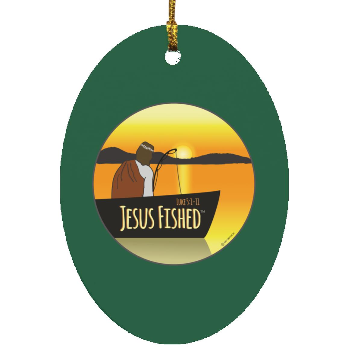 Cast the Line - Oval Ornament - Jesus Surfed Apparel Co.