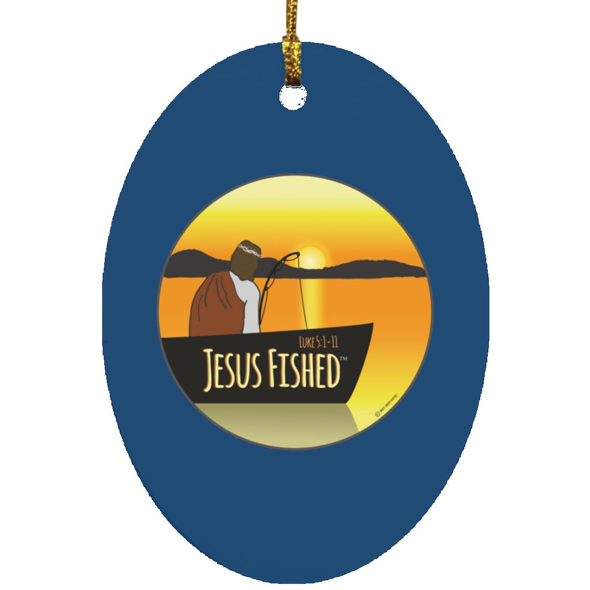 Cast the Line - Oval Ornament - Jesus Surfed Apparel Co.