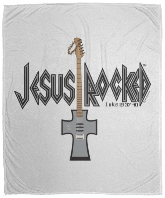Cross Guitar - Cozy Plush Fleece Blanket - 50x60 - Jesus Surfed Apparel Co.