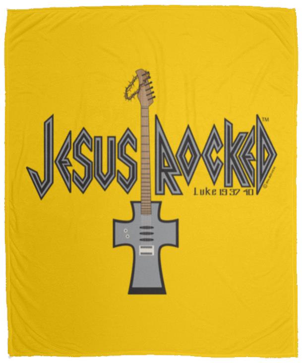 Cross Guitar - Cozy Plush Fleece Blanket - 50x60 - Jesus Surfed Apparel Co.