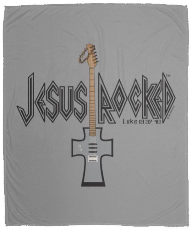 Cross Guitar - Cozy Plush Fleece Blanket - 50x60 - Jesus Surfed Apparel Co.