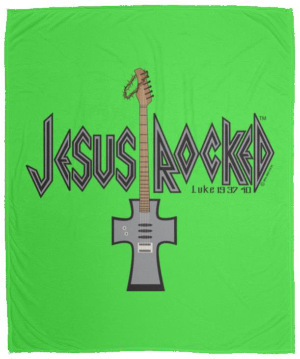 Cross Guitar - Cozy Plush Fleece Blanket - 50x60 - Jesus Surfed Apparel Co.