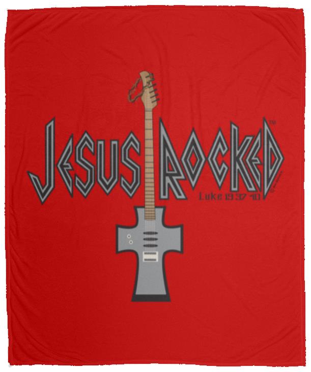 Cross Guitar - Cozy Plush Fleece Blanket - 50x60 - Jesus Surfed Apparel Co.