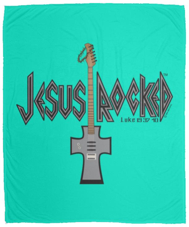 Cross Guitar - Cozy Plush Fleece Blanket - 50x60 - Jesus Surfed Apparel Co.
