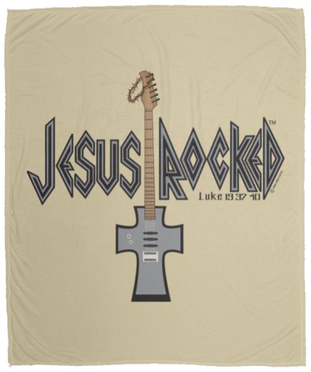 Cross Guitar - Cozy Plush Fleece Blanket - 50x60 - Jesus Surfed Apparel Co.
