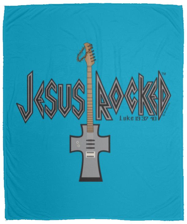 Cross Guitar - Cozy Plush Fleece Blanket - 50x60 - Jesus Surfed Apparel Co.