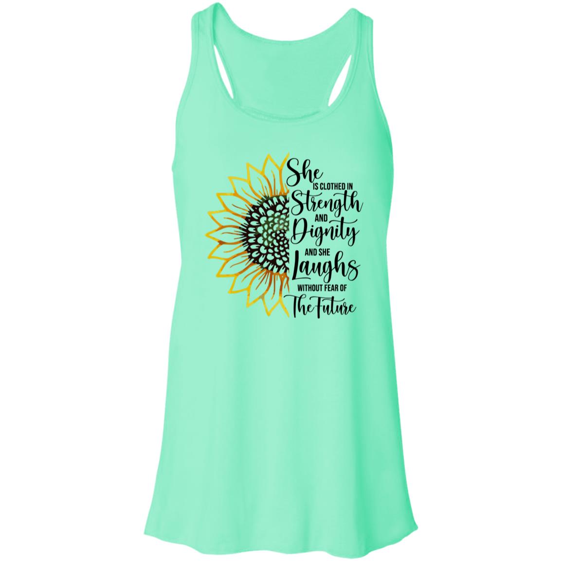 Sunflower Strength & Dignity - Mother's Day Women's Flowy Racerback Tank