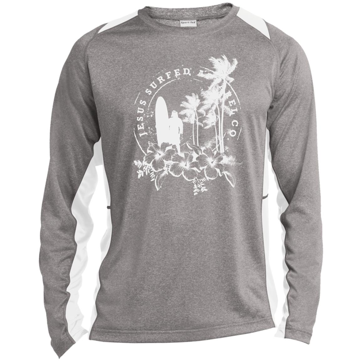 Jesus Surfed Apparel - Men's Long Sleeve Heather Colorblock Performance Shirt