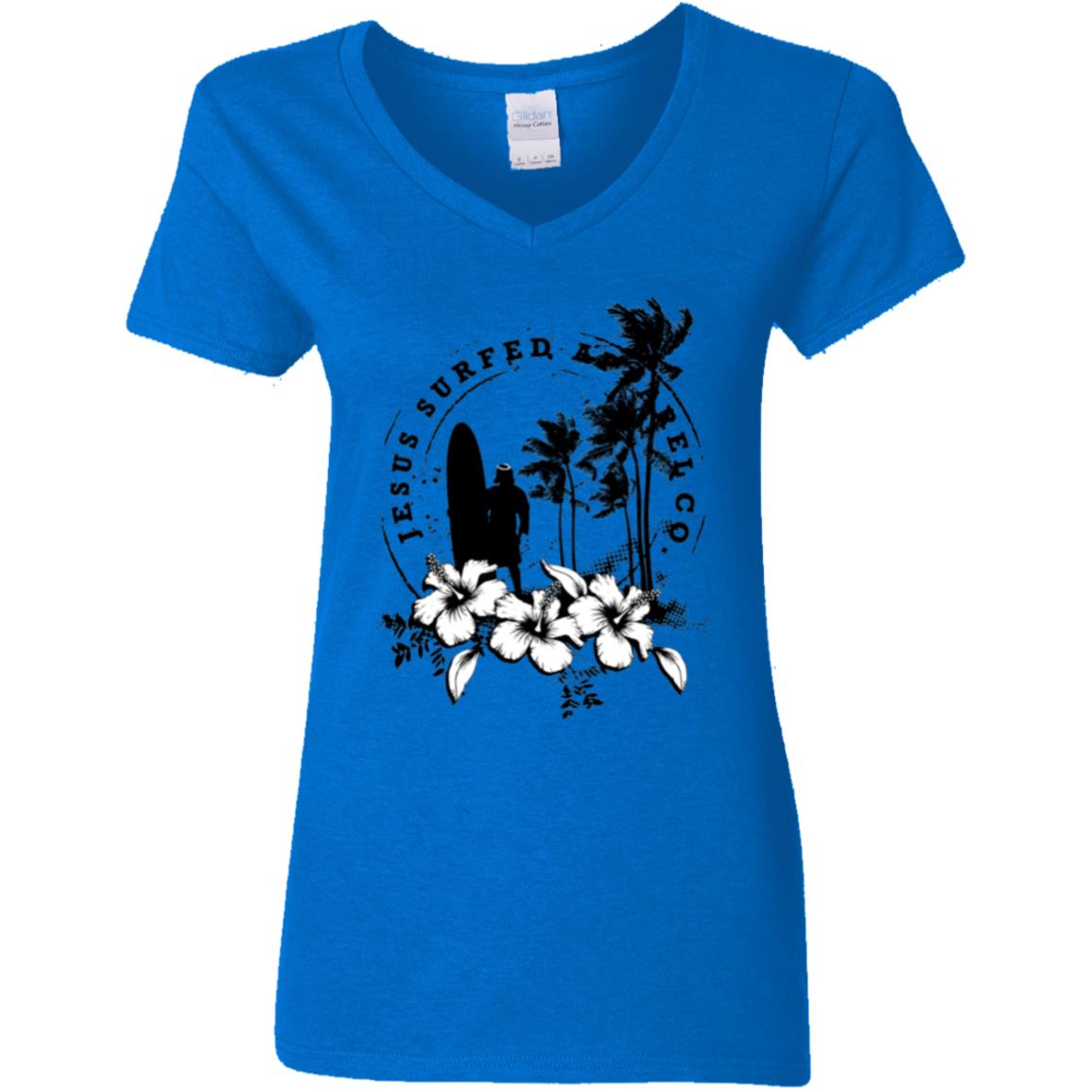 Jesus Surfed Apparel - Women's V-Neck T-Shirt