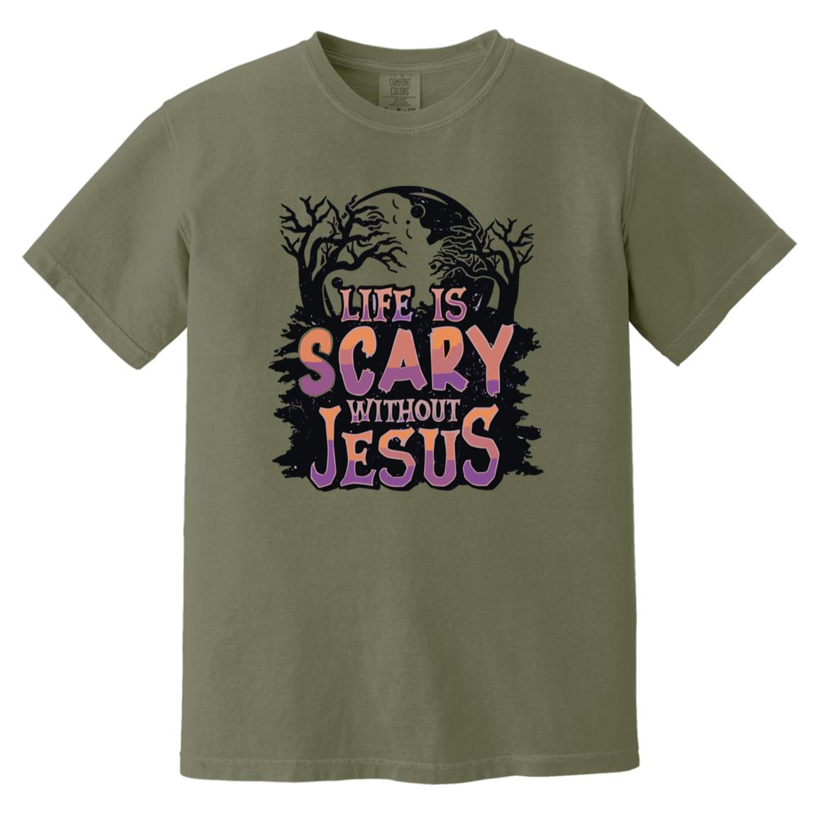 Life is Scary Without Jesus - Men's Soft-Washed Comfort Cotton Short Sleeve T-Shirt