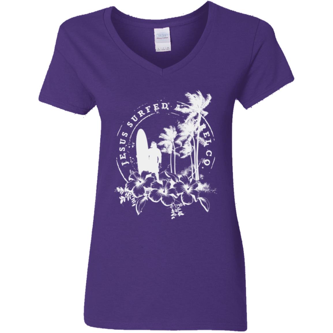 Jesus Surfed Apparel - Women's V-Neck T-Shirt