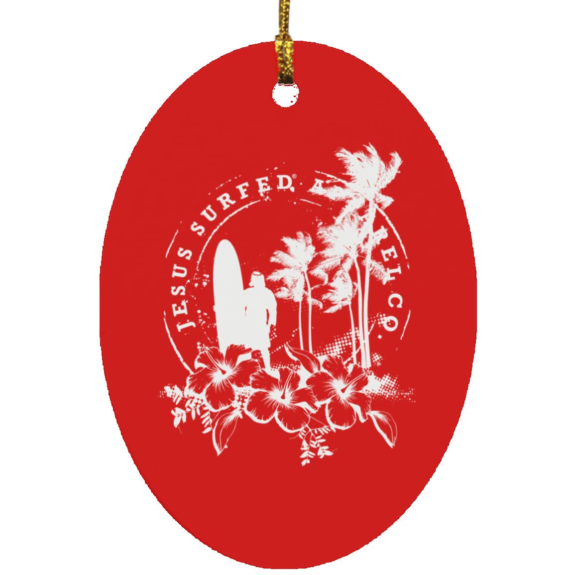 Jesus Surfed Apparel Oval Ornament