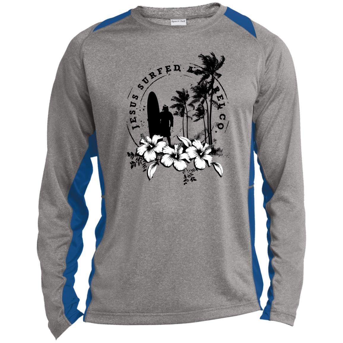 Jesus Surfed Apparel Men's Long Sleeve Heather Colorblock Performance Shirt