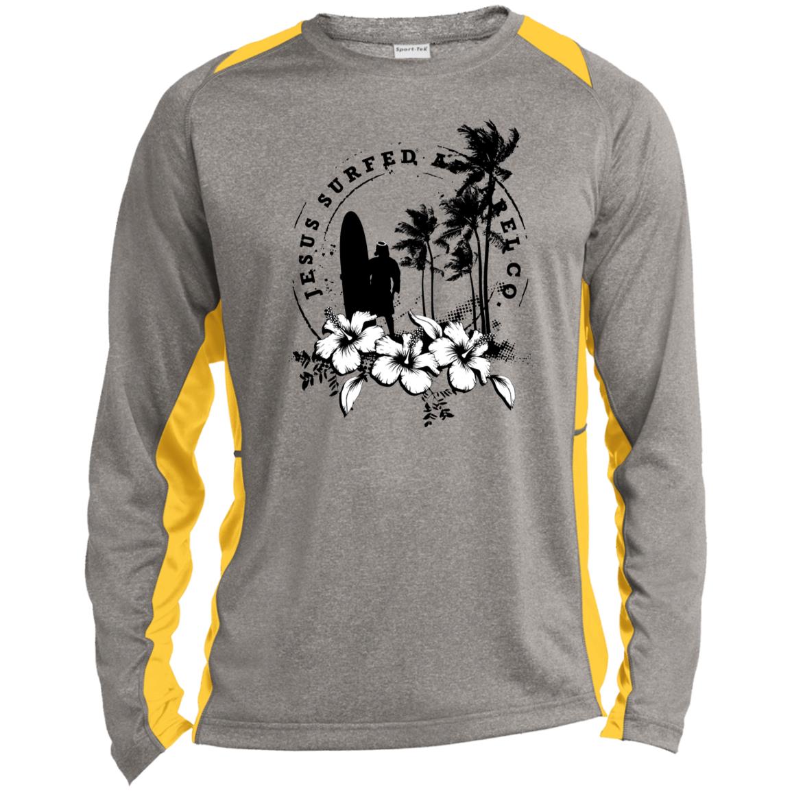 Jesus Surfed Apparel Men's Long Sleeve Heather Colorblock Performance Shirt